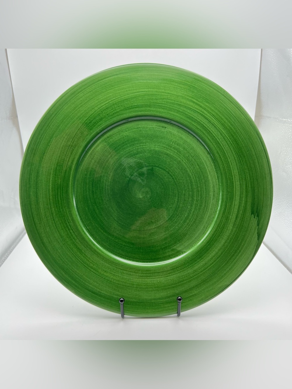 Vintage Vietri Green Hand-Glazed Ceramic Chop Plate or Service Plate 13"